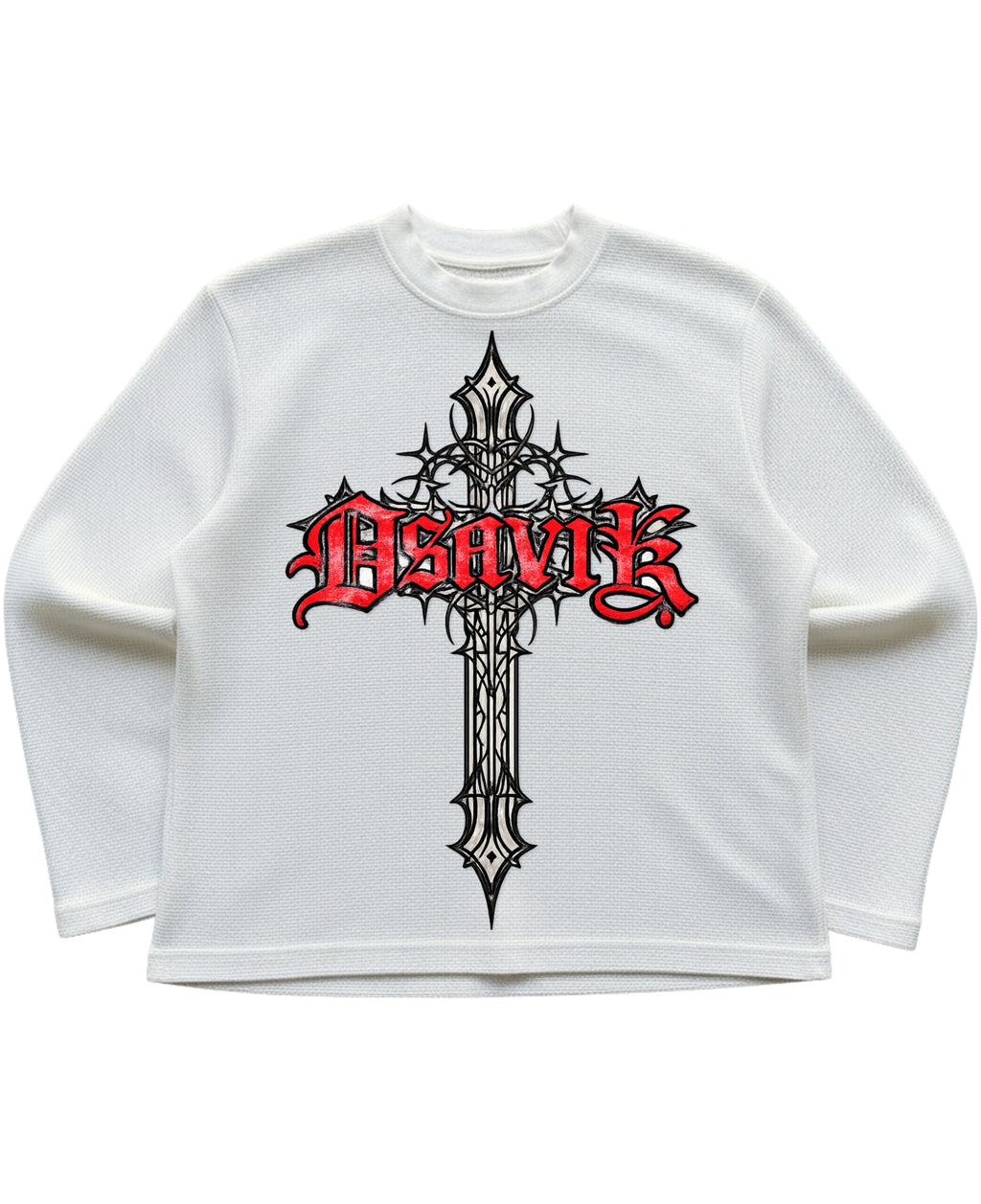 Off-white waffle knit oversized full-sleeve Front Design