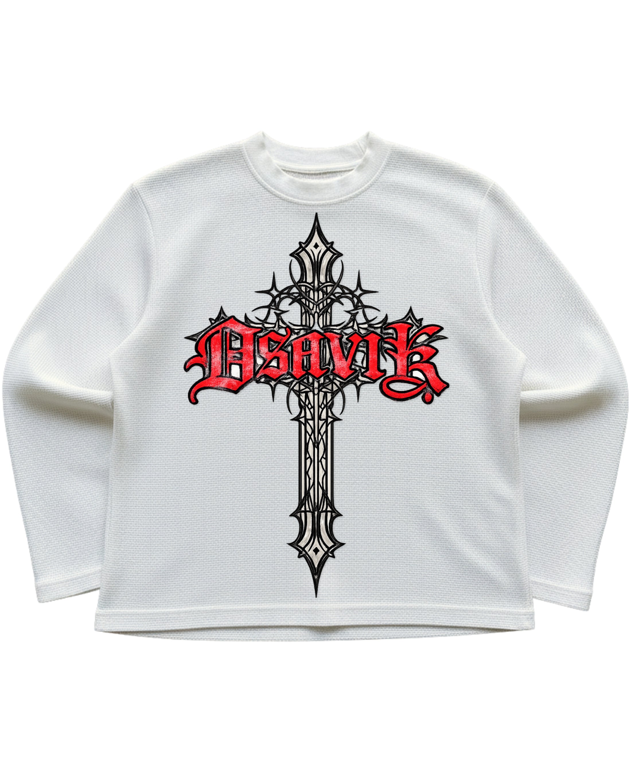 Off-white waffle knit oversized full-sleeve Front Design