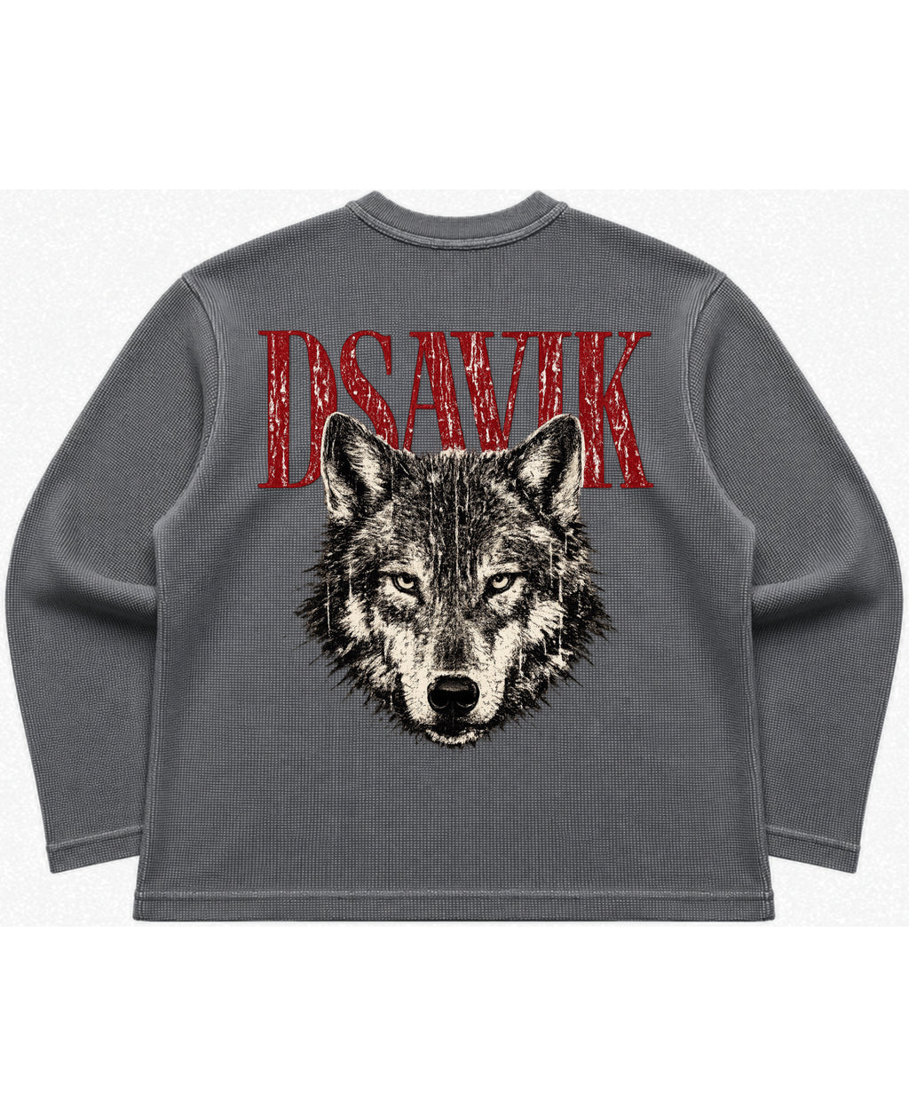 Acidwash waffle knit oversized full-sleeve Back Design