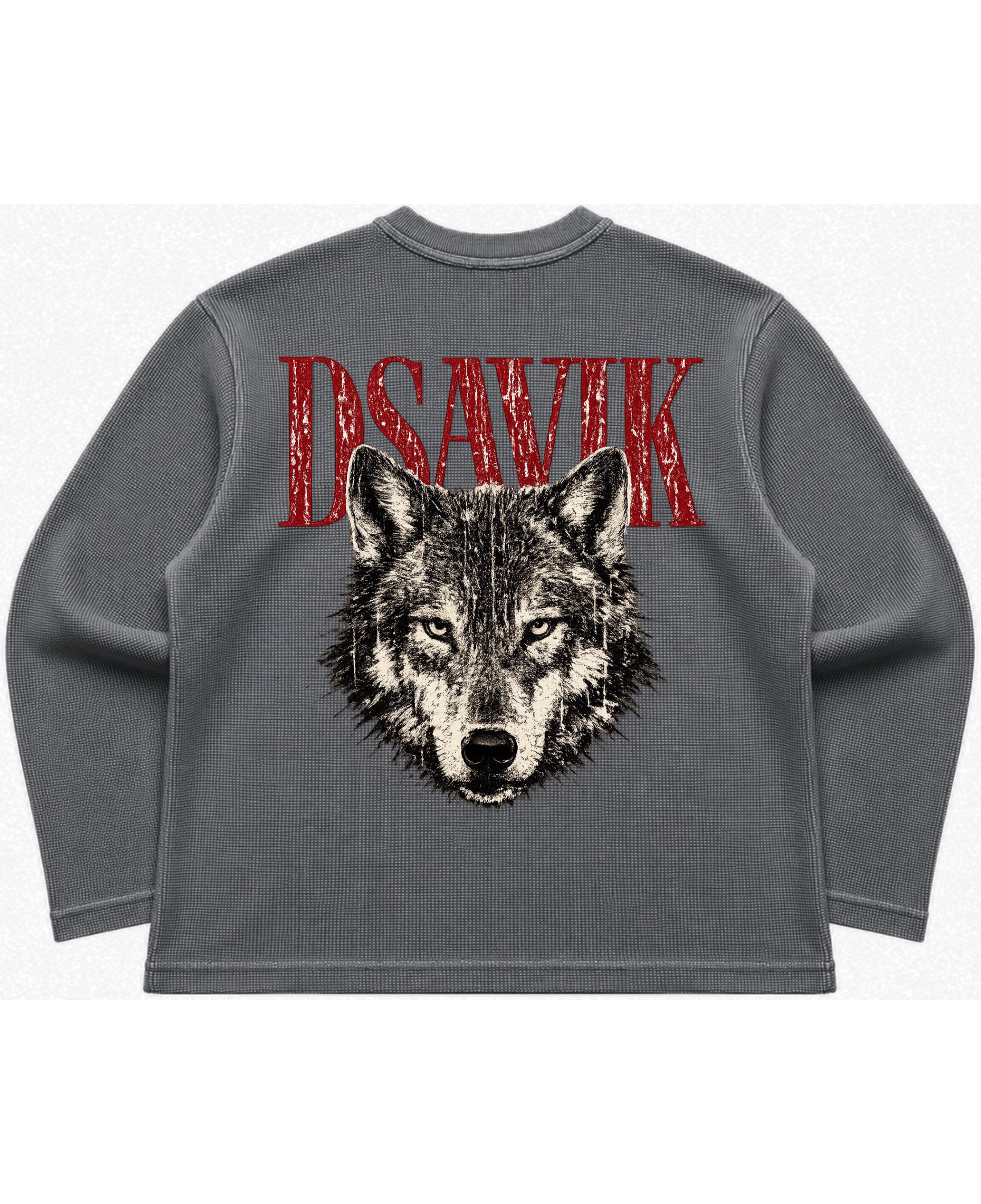Acidwash waffle knit oversized full-sleeve Back Design