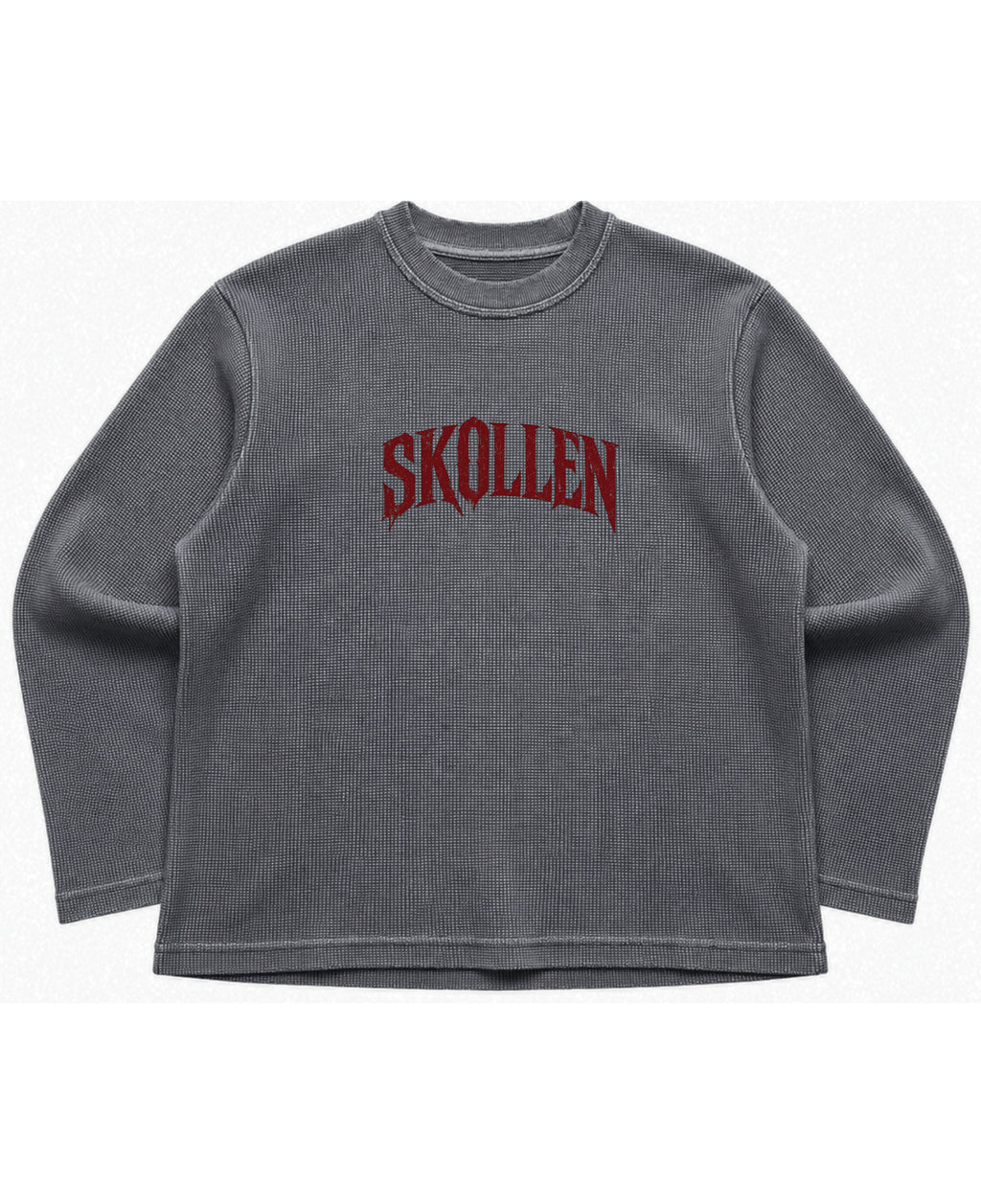Acidwash waffle knit oversized full-sleeve Front Design