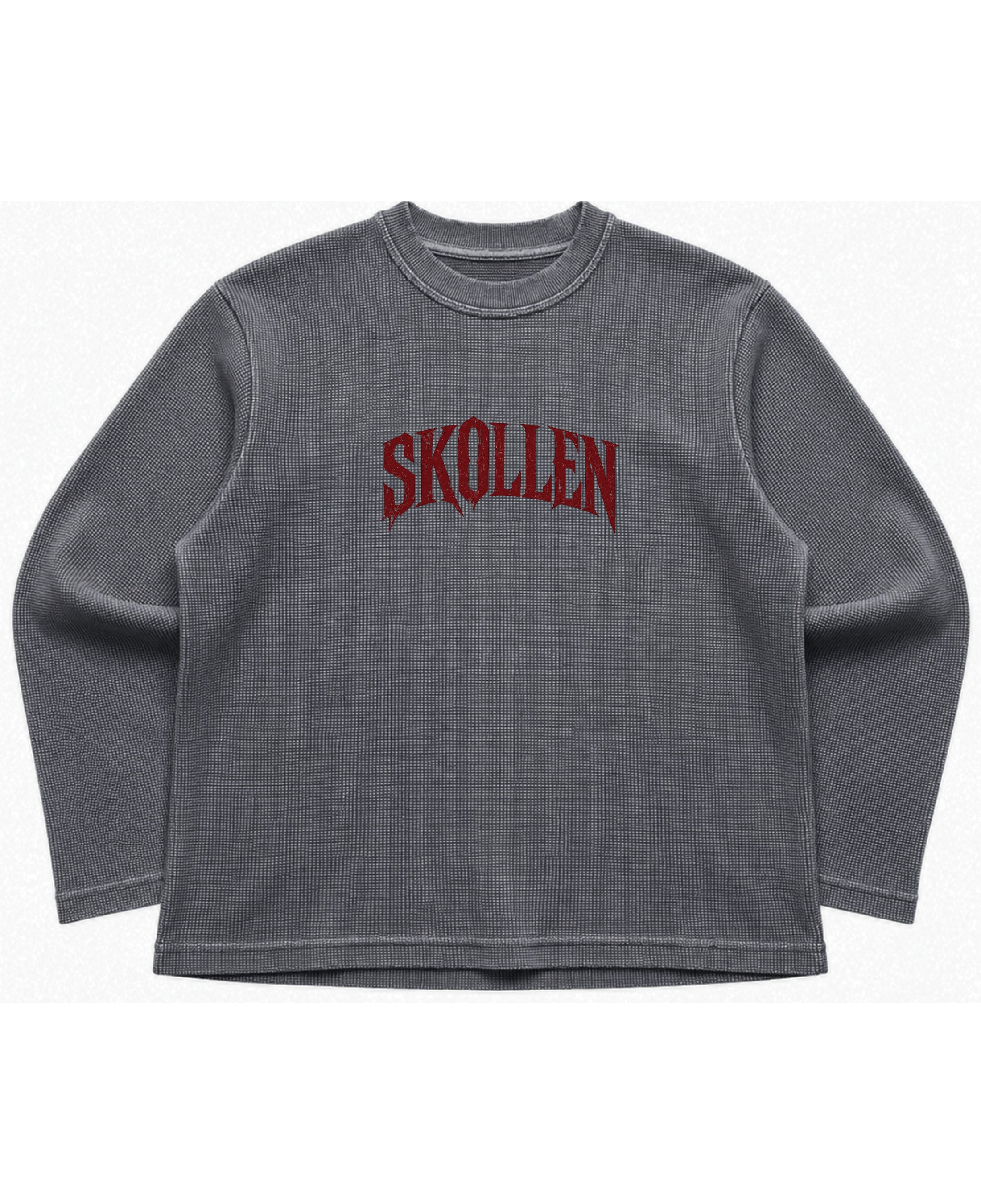 Acidwash waffle knit oversized full-sleeve Front Design