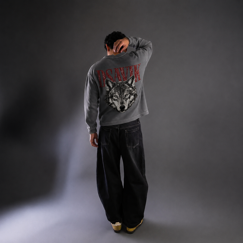 SKOLLEN ACID-WASH WAFFLEKNIT TEE